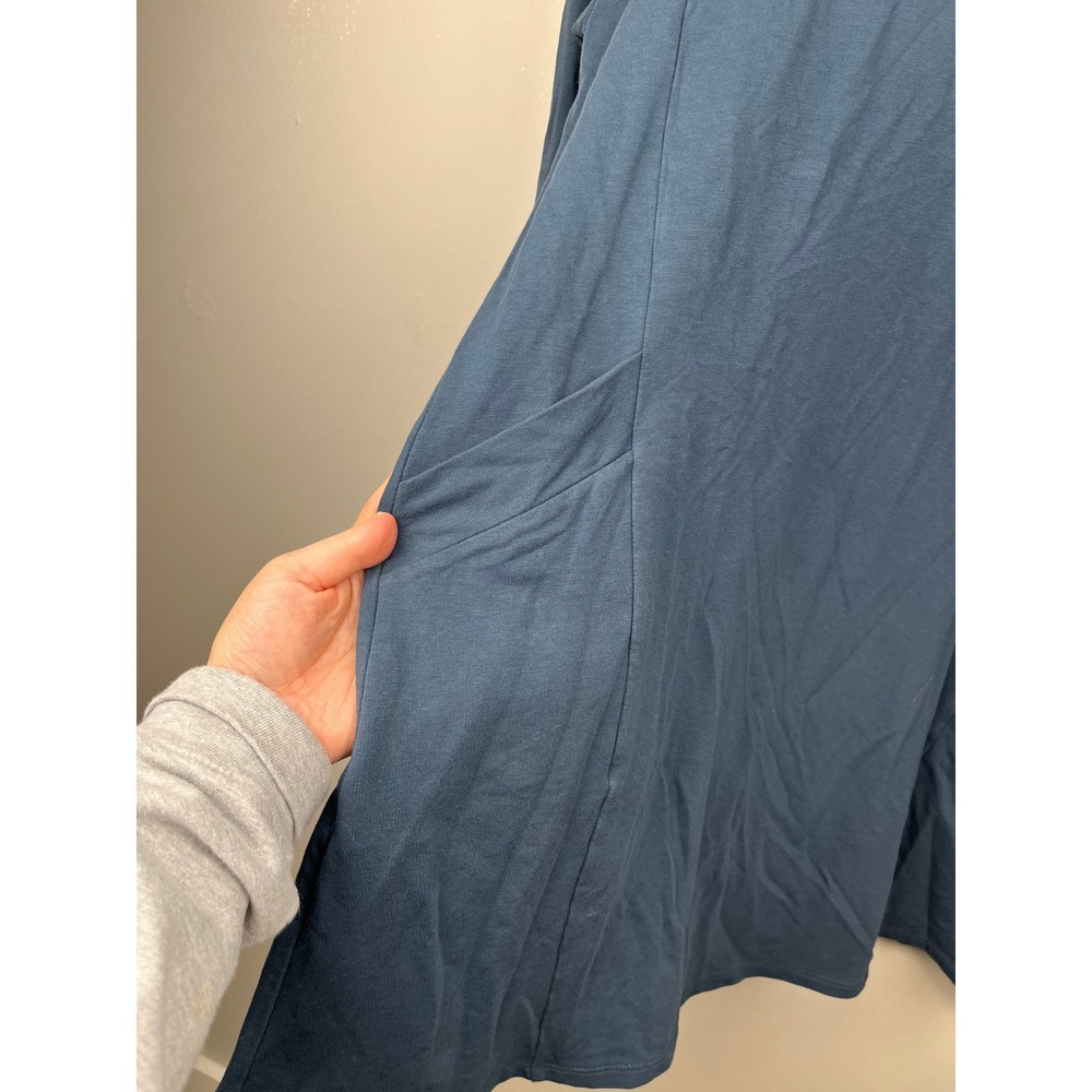 Pure Jill Pima Cotton Modal Tunic Dress PM Teal Blue Pockets Coastal‎ Grandma - Picture 5 of 8